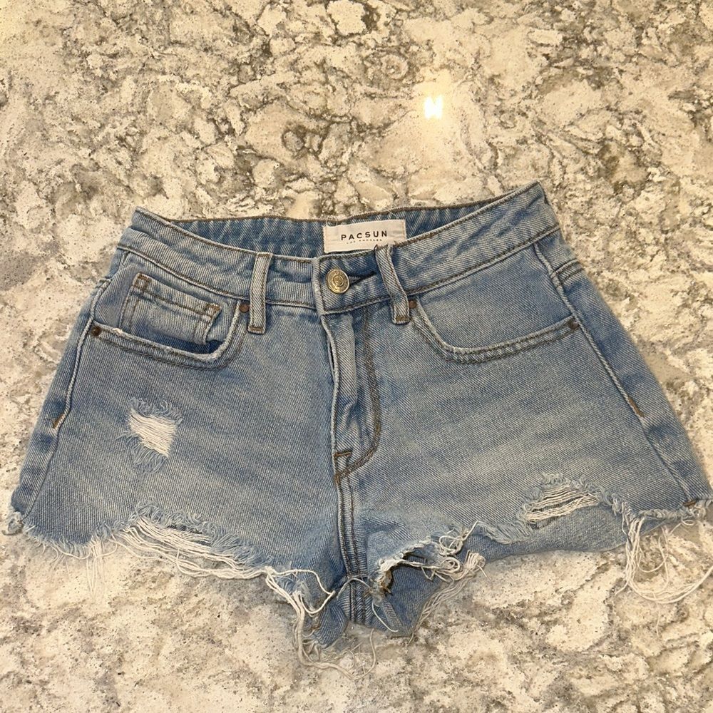 👖 PacSun High-Rise Distressed Denim Shorts – Size 22 (2” Inseam)